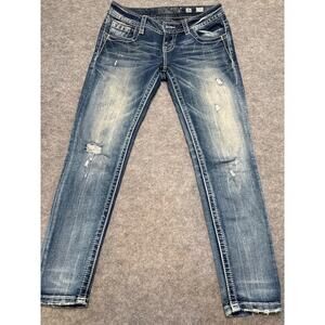 Miss Me Jeans Women’s 26 Signature Ankle Skinny Distressed Blue Denim